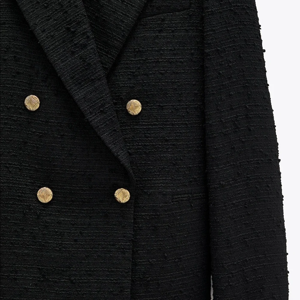Zara Black Textured/Tweed Blazer - Picture 9 of 10